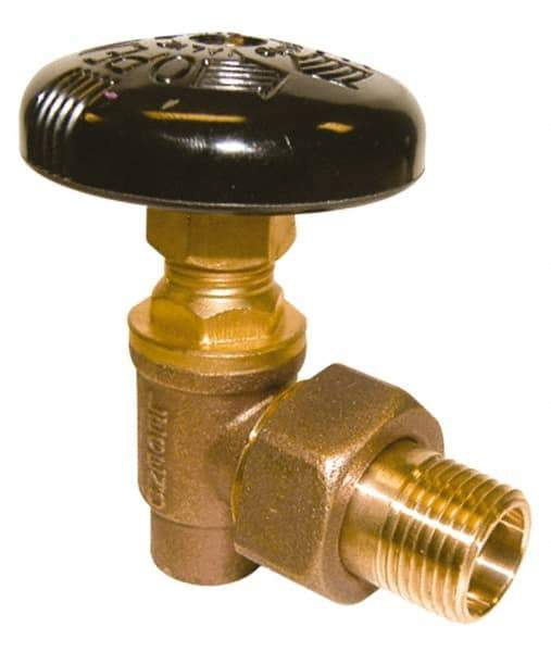 Legend Valve - 3/4" Pipe, 60 psi WOG Rating, Soldered x Male Union End Connections, Handwheel Hot Water Angle Radiator Valve - 125 psi Steam Pressure Rating, Bronze - Strong Tooling