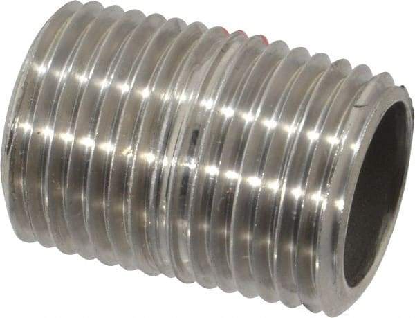 Merit Brass - Schedule 40, 1/2" Pipe x 1-1/8" Long, Grade 304/304L Stainless Steel Pipe Nipple - Welded & Threaded - Strong Tooling