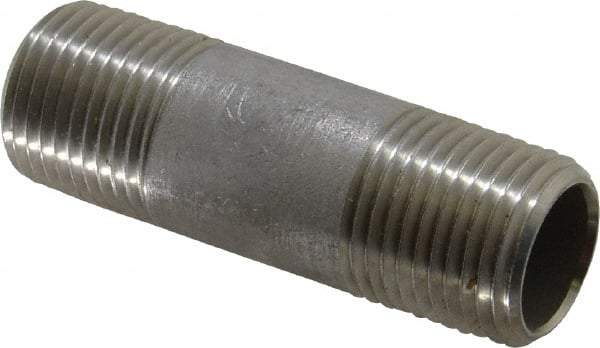 Merit Brass - Schedule 40, 1/2" Pipe x 2-1/2" Long, Grade 304/304L Stainless Steel Pipe Nipple - Welded & Threaded - Strong Tooling