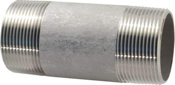 Merit Brass - Schedule 40, 1-1/2" Pipe x 4" Long, Grade 304/304L Stainless Steel Pipe Nipple - Welded & Threaded - Strong Tooling