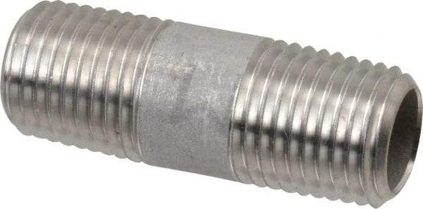 Merit Brass - Schedule 40, 1/4" Pipe x 1-1/2" Long, Grade 316/316L Stainless Steel Pipe Nipple - Welded & Threaded - Strong Tooling