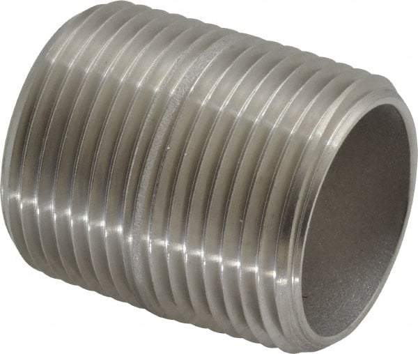 Merit Brass - Schedule 40, 1" Pipe x 1-1/2" Long, Grade 316/316L Stainless Steel Pipe Nipple - Welded & Threaded - Strong Tooling