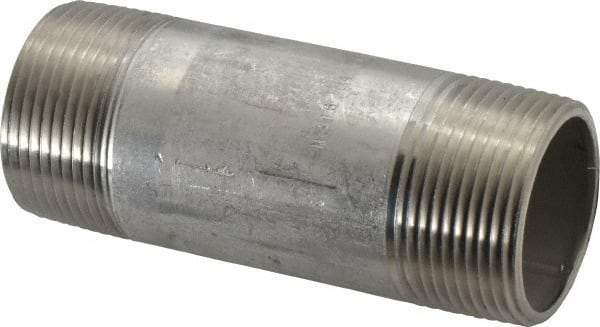 Merit Brass - Schedule 40, 1-1/4" Pipe x 4" Long, Grade 316/316L Stainless Steel Pipe Nipple - Welded & Threaded - Strong Tooling