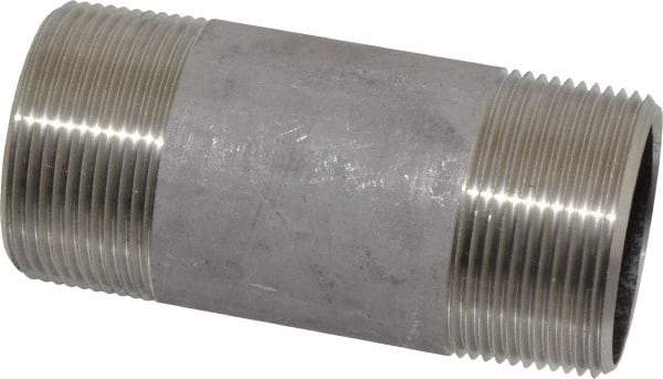 Merit Brass - Schedule 40, 1-1/2" Pipe x 4" Long, Grade 316/316L Stainless Steel Pipe Nipple - Welded & Threaded - Strong Tooling