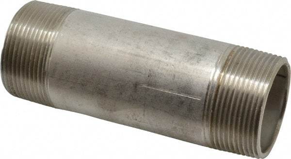 Merit Brass - Schedule 40, 1-1/2" Pipe x 5" Long, Grade 316/316L Stainless Steel Pipe Nipple - Welded & Threaded - Strong Tooling