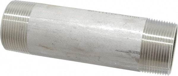 Merit Brass - Schedule 40, 1-1/2" Pipe x 6" Long, Grade 316/316L Stainless Steel Pipe Nipple - Welded & Threaded - Strong Tooling