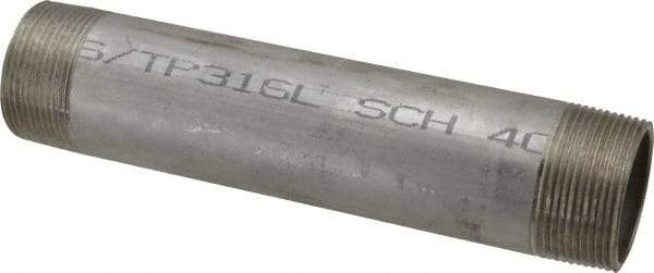 Merit Brass - Schedule 40, 1-1/2" Pipe x 8" Long, Grade 316/316L Stainless Steel Pipe Nipple - Welded & Threaded - Strong Tooling