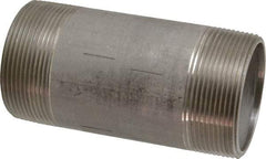 Merit Brass - Schedule 40, 2" Pipe x 4-1/2" Long, Grade 316/316L Stainless Steel Pipe Nipple - Welded & Threaded - Strong Tooling