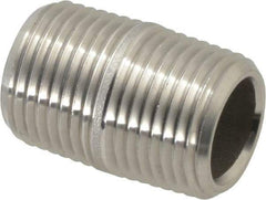 Merit Brass - Schedule 80, 3/8" Pipe x 1" Long, Grade 316/316L Stainless Steel Pipe Nipple - Seamless & Threaded - Strong Tooling