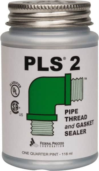 Federal Process - 1/4 Pt Brush Top Can Gray Federal PLS-2 Premium Thread & Gasket Sealant - 600°F Max Working Temp - Strong Tooling