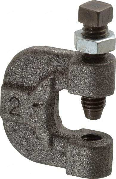 Made in USA - 3/4" Max Flange Thickness, 3/8" Rod C-Clamp with Locknut - 400 Lb Capacity, Ductile Iron - Strong Tooling