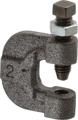 Made in USA - 3/4" Max Flange Thickness, 3/8" Rod C-Clamp with Locknut - 400 Lb Capacity, Ductile Iron - Strong Tooling