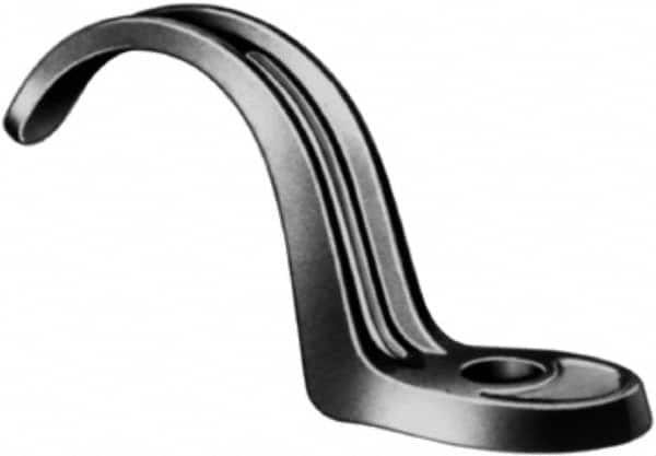 Made in USA - 2" Pipe, Malleable Iron, Black Plated" Pipe or Conduit Strap - 1 Mounting Hole - Strong Tooling