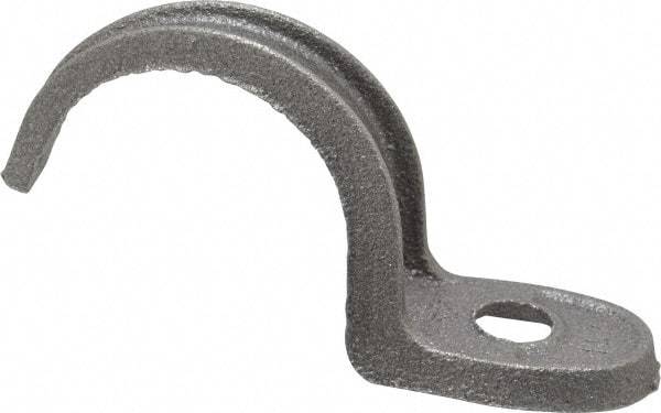 Made in USA - 1-1/2" Pipe, Malleable Iron, Black Plated" Pipe or Conduit Strap - 1 Mounting Hole - Strong Tooling