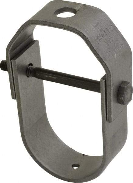 Made in USA - 1-1/2" Pipe, 3/8" Rod, Carbon Steel Adjustable Clevis Hanger - Black Coated, 610 Lb Capacity - Strong Tooling