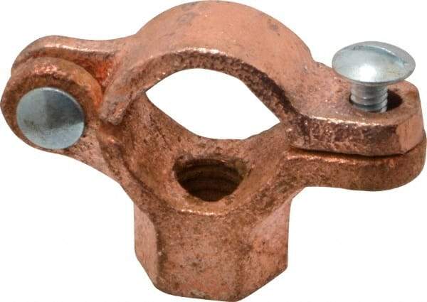 Value Collection - 1/2" Pipe, 3/8" Rod, Copper Plated Split Clamp - 180 Lb Capacity, Malleable Iron - Strong Tooling