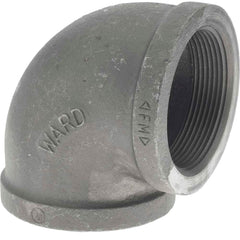 Black 90 ° Elbow: 3″, 150 psi, Threaded Malleable Iron, Black Finish, Class 150