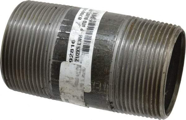 Made in USA - Schedule 40, 2-1/2" Diam x 5" Long Steel Black Pipe Nipple - Threaded - Strong Tooling