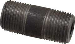 Made in USA - Schedule 80, 3/8" Diam x 1-1/2" Long Steel Black Pipe Nipple - Threaded - Strong Tooling