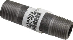 Made in USA - Schedule 80, 1/2" Diam x 3" Long Steel Black Pipe Nipple - Threaded - Strong Tooling