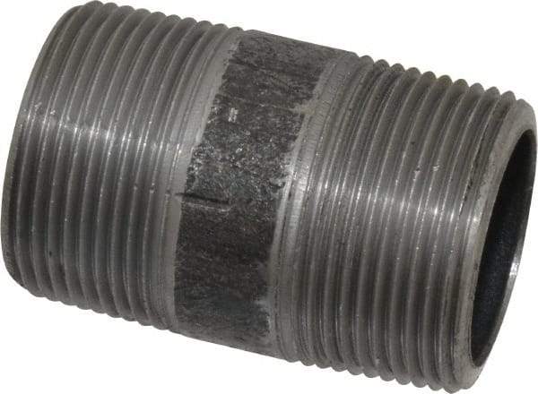 Made in USA - Schedule 80, 1-1/4" Diam x 2-1/2" Long Steel Black Pipe Nipple - Threaded - Strong Tooling