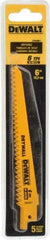 DeWALT - 6" Long, Bi-Metal Reciprocating Saw Blade - Tapered Profile, 6 TPI, Toothed Edge, Universal Shank - Strong Tooling