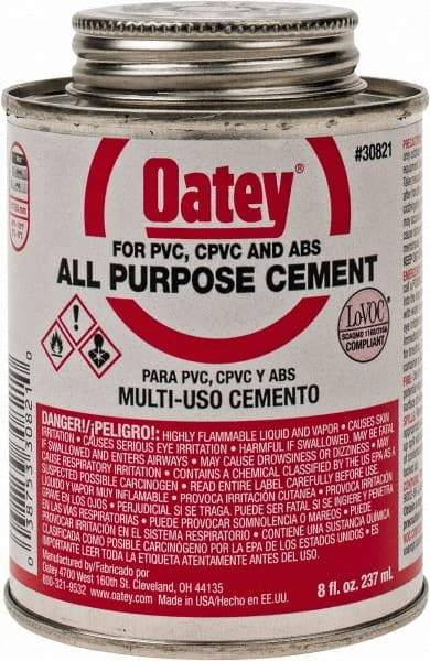 Oatey - 8 oz All-Purpose Medium Bodied Cement - Clear, Use with ABS, PVC & CPVC up to 6" Diam - Strong Tooling