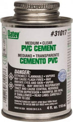 Oatey - 4 oz Medium Bodied Cement - Clear, Use with PVC up to 6" Diam - Strong Tooling