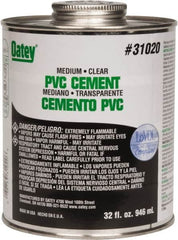 Oatey - 32 oz Medium Bodied Cement - Clear, Use with PVC up to 6" Diam - Strong Tooling