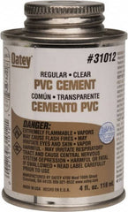 Oatey - 4 oz Regular Bodied Cement - Clear, Use with Schedule 40 PVC up to 4" Diam & Schedule 80 PVC up to 2" Diam - Strong Tooling