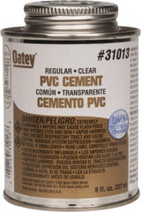 Oatey - 8 oz Regular Bodied Cement - Clear, Use with Schedule 40 PVC up to 4" Diam & Schedule 80 PVC up to 2" Diam - Strong Tooling