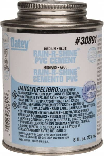 Oatey - 8 oz Medium Bodied Cement - Blue, Use with PVC up to 6" Diam - Strong Tooling