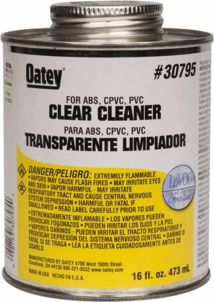 Oatey - 16 oz All-Purpose Cleaner - Clear, Use with ABS, PVC & CPVC For All Diameters - Strong Tooling