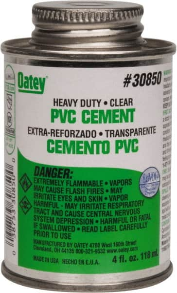 Oatey - 4 oz Heavy Duty Cement - Clear, Use with PVC up to 12" Diam - Strong Tooling