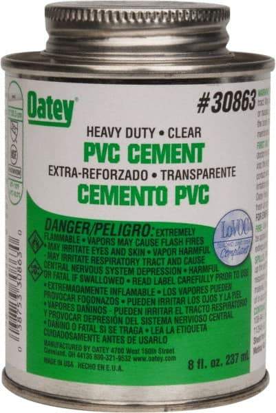 Oatey - 8 oz Heavy Duty Cement - Clear, Use with PVC up to 12" Diam - Strong Tooling