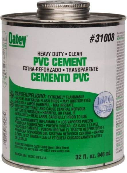 Oatey - 32 oz Heavy Duty Cement - Clear, Use with PVC up to 12" Diam - Strong Tooling