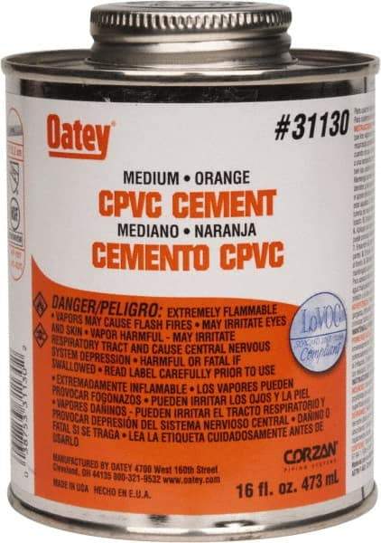 Oatey - 16 oz Medium Bodied Cement - Orange, Use with CPVC & CTS up to 6" Diam - Strong Tooling