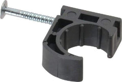 Oatey - 1/2" Pipe, Ribbed Pipe Clamp with Nail - Gray, Polyethylene - Strong Tooling