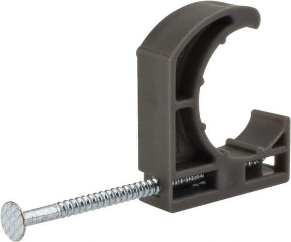 Oatey - 3/4" Pipe, Ribbed Pipe Clamp with Nail - Gray, Polyethylene - Strong Tooling