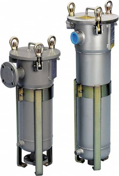 Parker - 2 Inch Pipe, FNPT End Connections, 10 Inch Long Cartridge, 33 Inch Long, Cartridge Filter Housing with Pressure Relief - 6 Cartridges, 30 Max GPM Flow Rate, 150 psi Max Working Pressure - Strong Tooling