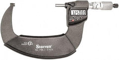 Starrett - Standard Throat IP67 Electronic Outside Micrometer - Ratchet Stop Thimble, Carbide Face, CR2032 Battery - Strong Tooling