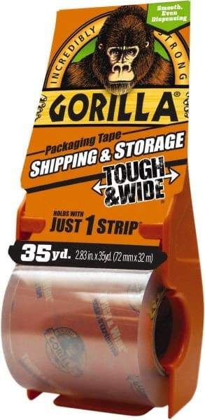 Gorilla Tape - 2-7/8" x 35 Yd Clear Acrylic Adhesive Packaging Tape - BOPP Film Backing, 3.4 mil Thick, 44 Lb Tensile Strength - Strong Tooling