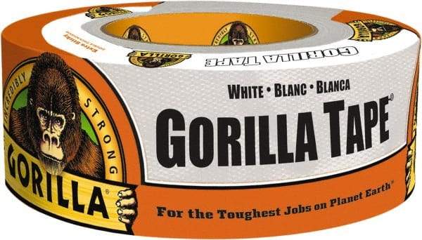 Gorilla Tape - 1-7/8" x 10 Yds White Duct Tape - 17 mil, Rubber Adhesive, Cotton/Polyester Blend Cloth Backing, 32°F to 150°F - Strong Tooling