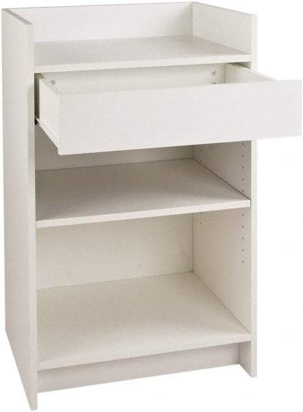 ECONOCO - 1 Shelf, Closed Shelving Register Stand - 24 Inch Wide x 24 Inch Deep x 38 Inch High, White - Strong Tooling