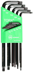 10 Piece - T6; T7; T8; T9; T10; T15; T20; T25; T27; T30 MagicRing® Screw Holding - Torx Long Arm L-Key Set - Strong Tooling