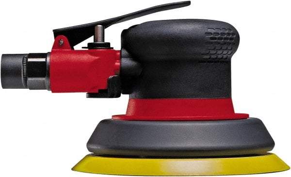 Chicago Pneumatic - 12,000 OPM, 19 CFM Air Consumption, 90 psi Air Pressure, Palm Air Orbital Sander - Round Pad, Hook & Loop Backing, 1/4" Inlet - Strong Tooling