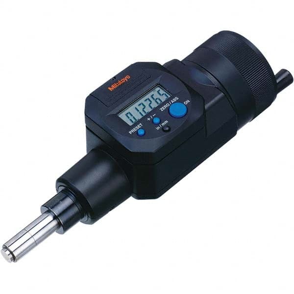 Electronic Micrometer Heads; Accuracy:  ™.00015 in; Thimble Diameter (mm): 0.00; Spindle Shape: Spherical; Spindle Diameter (Decimal Inch): 8.0000; Batteries Included: Yes; Overall Length (mm): 220; Number Of Batteries: 2; Calibrated: Yes; Traceability Ce