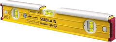 Stabila - 16" Long 3 Vial Spirit Level - Aluminum, Yellow, 2 Plumb & 1 Level Vials - Strong Tooling