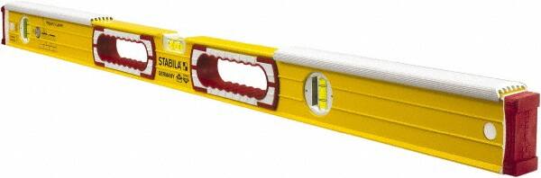 Stabila - 36" Long 3 Vial Spirit Level - Aluminum, Yellow, 2 Plumb & 1 Level Vials - Strong Tooling