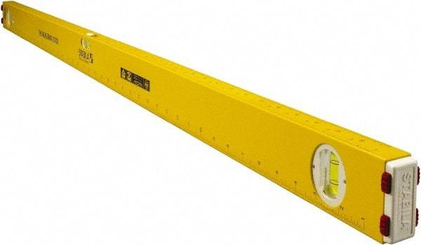 Stabila - 48" Long 3 Vial Spirit Level - Aluminum, Yellow, 2 Plumb & 1 Level Vials - Strong Tooling